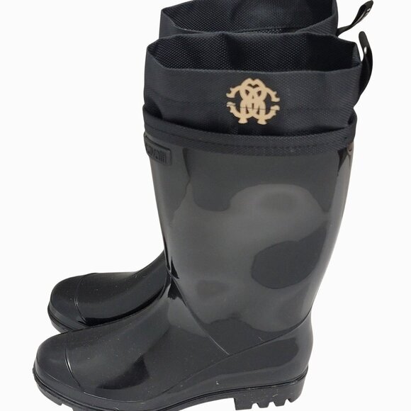 Roberto Cavalli Boots Black Rubber Rain 35 - Picture 7 of 12